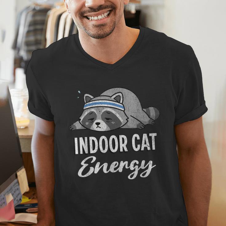 Indoor Cat Energy Raccoon Introvert Anti Social Mascot Men's V-Neck T-Shirt