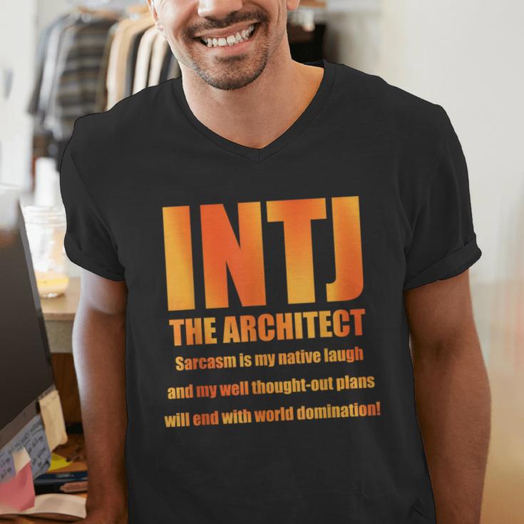 INTJ Architect Personality Introvert Sarcastic Orange Men's V-Neck T-Shirt INTJ Architect Personality Introvert Sarcastic Orange Men's V-Neck T-Shirt