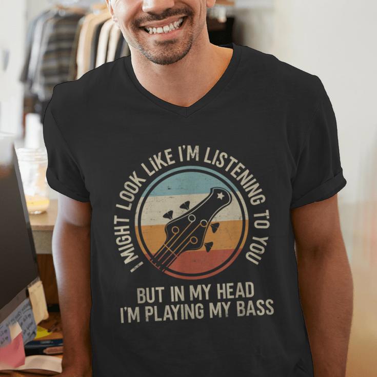 Introvert Bass Guitarist Musician Playing Bass Guitar Men's V-Neck T-Shirt Introvert Bass Guitarist Musician Playing Bass Guitar Men's V-Neck T-Shirt