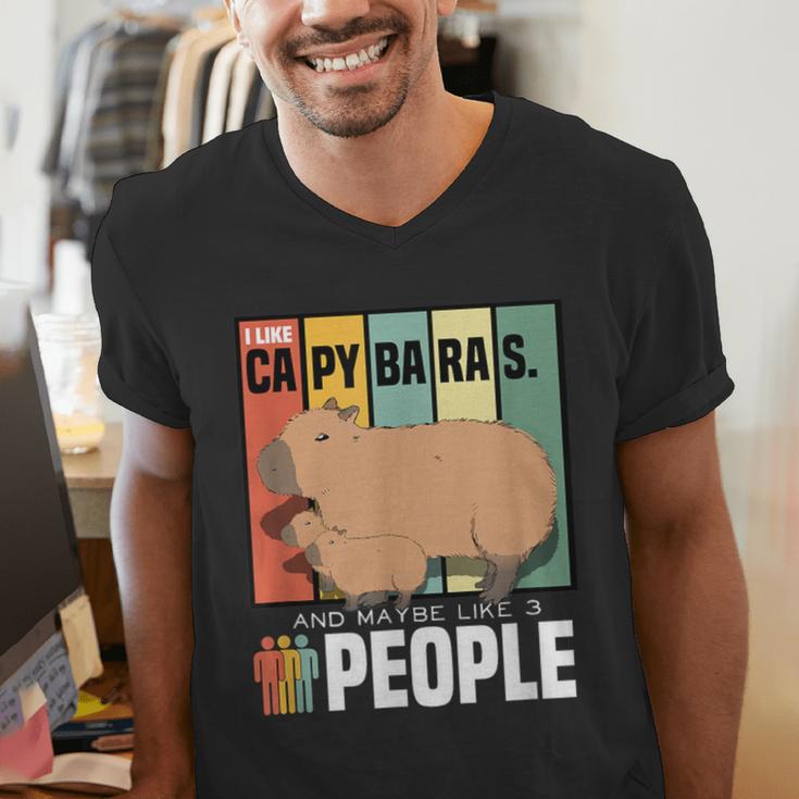 Introvert Capybara Rodent Animal Lover Antisocial Retro Men's V-Neck T-Shirt Introvert Capybara Rodent Animal Lover Antisocial Retro Men's V-Neck T-Shirt