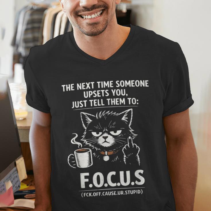 Introvert Cat Coffee Sarcastic Dark Humor Focus Meme Graphic Men's V-Neck T-Shirt Introvert Cat Coffee Sarcastic Dark Humor Focus Meme Graphic Men's V-Neck T-Shirt