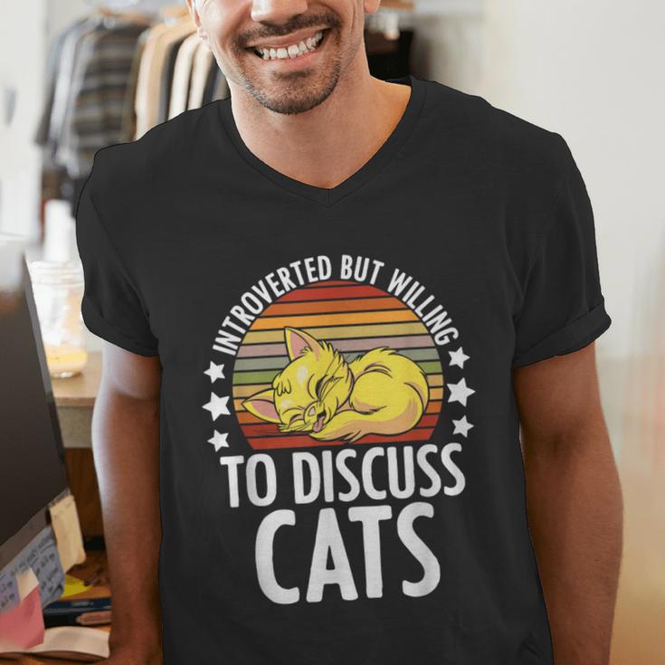 Introvert Cat Kitten Quote For Feline Whisperer Men's V-Neck T-Shirt Introvert Cat Kitten Quote For Feline Whisperer Men's V-Neck T-Shirt