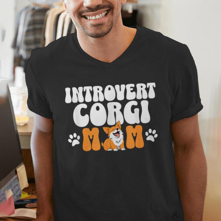 Introvert Corgi Mom Dog Pet Morca Works Dog For Men Women Men's V-Neck T-Shirt Introvert Corgi Mom Dog Pet Morca Works Dog For Men Women Men's V-Neck T-Shirt