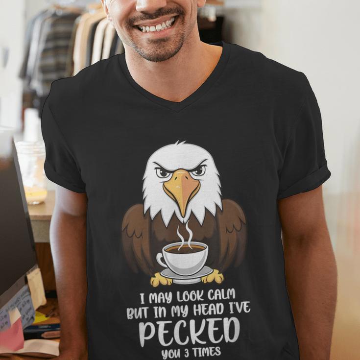 Introvert Eagle And Coffee Lovers Men's V-Neck T-Shirt Introvert Eagle And Coffee Lovers Men's V-Neck T-Shirt