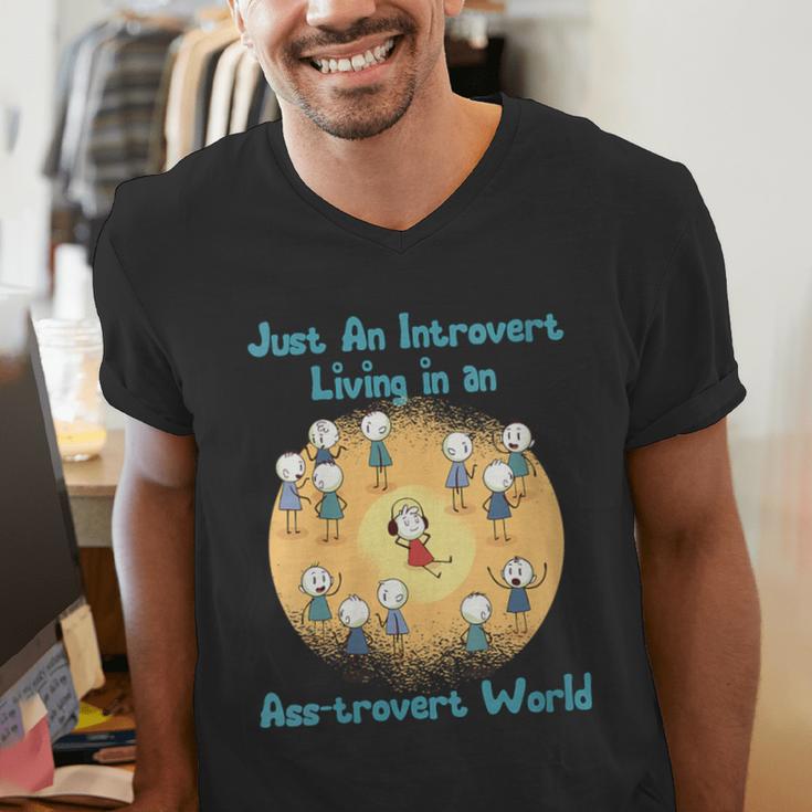 Introvert Extrovert Cartoon In Asstrovert World Men's V-Neck T-Shirt Introvert Extrovert Cartoon In Asstrovert World Men's V-Neck T-Shirt