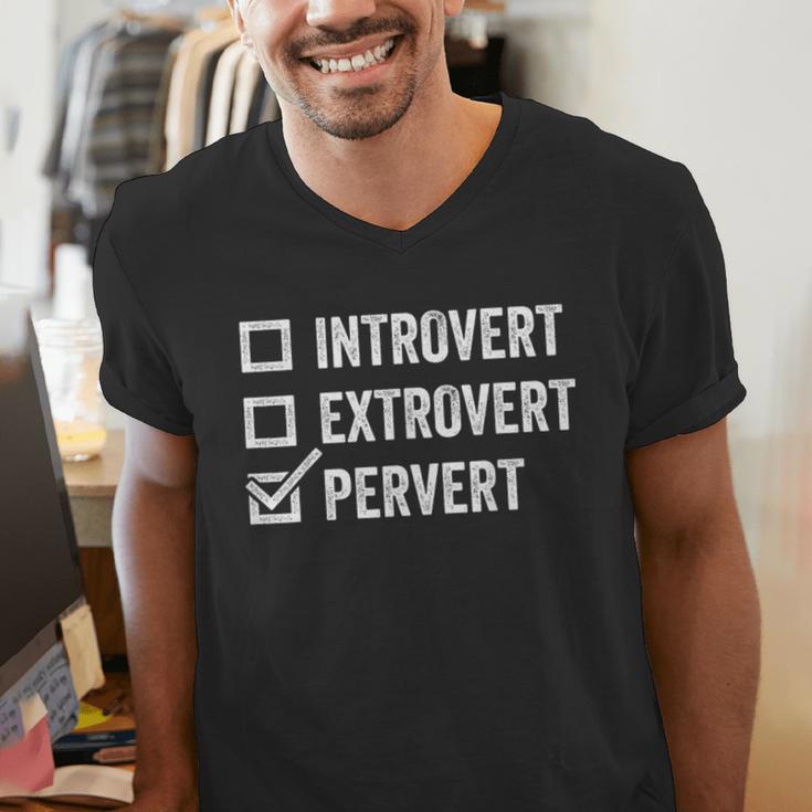 Introvert Extrovert Pervert Sarcasm Adult Joke s Men's V-Neck T-Shirt Introvert Extrovert Pervert Sarcasm Adult Joke s Men's V-Neck T-Shirt