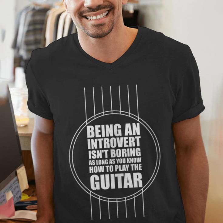 Introvert Guitarist Play Guitar Instrument Music Acoustic Men's V-Neck T-Shirt Introvert Guitarist Play Guitar Instrument Music Acoustic Men's V-Neck T-Shirt