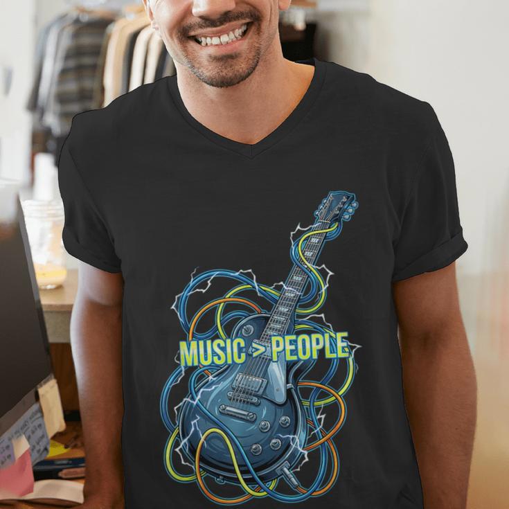 Introvert Music Lover Electric Guitar Rock Men's V-Neck T-Shirt Introvert Music Lover Electric Guitar Rock Men's V-Neck T-Shirt