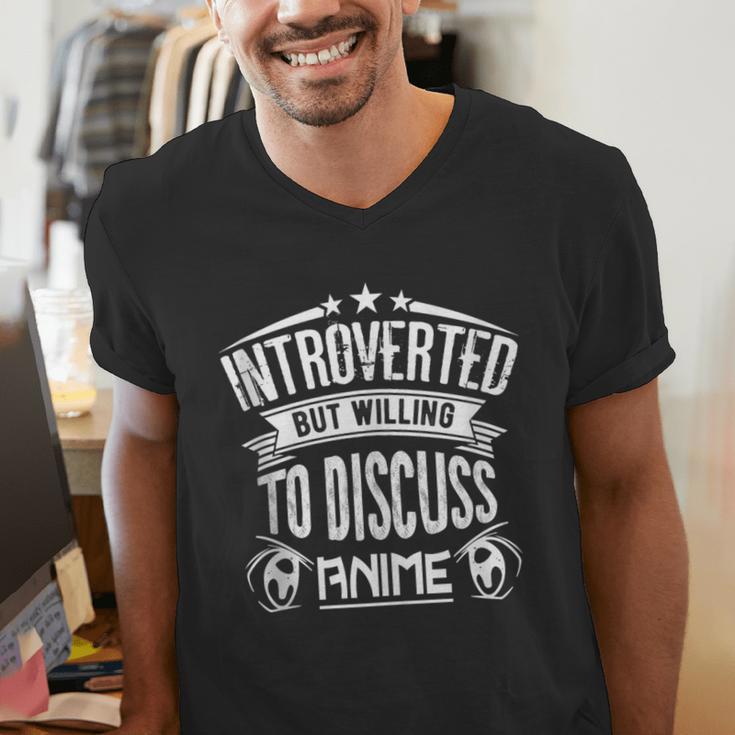 Introvert Quote Introverted But Willing To Discuss Anime Men's V-Neck T-Shirt