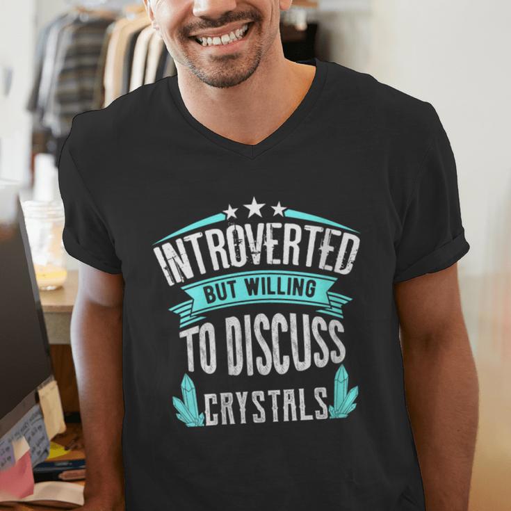 Introvert Quote Introverted But Willing To Discuss Crystals Men's V-Neck T-Shirt Introvert Quote Introverted But Willing To Discuss Crystals Men's V-Neck T-Shirt