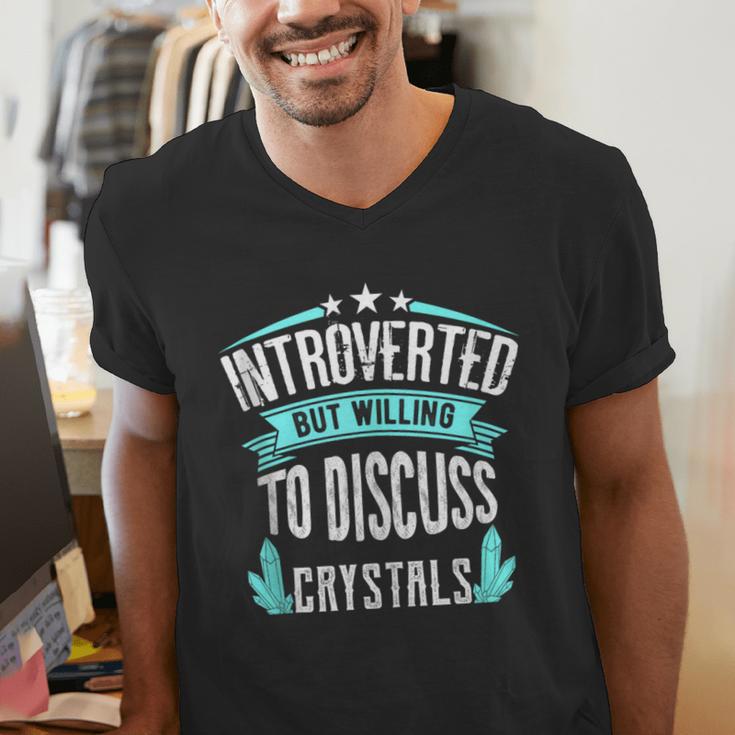 Introvert Quote Introverted But Willing To Discuss Crystals Men's V-Neck T-Shirt