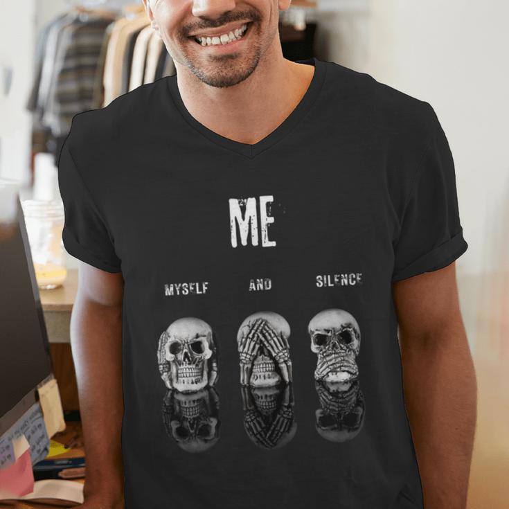 Introvert Relaxation Me Myself And Silence Skulls Men's V-Neck T-Shirt
