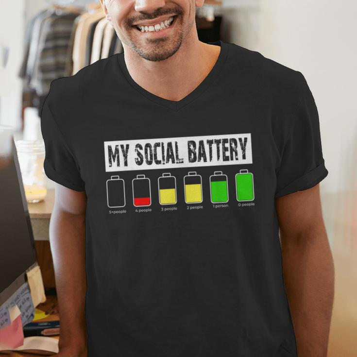 Introvert My Social Battery Low Level Graphic Men's V-Neck T-Shirt Introvert My Social Battery Low Level Graphic Men's V-Neck T-Shirt