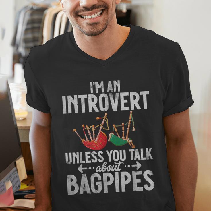 Im An Introvert Unless You Talk About Bagpipes Bagpiper Men's V-Neck T-Shirt