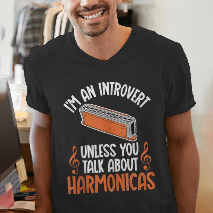 Im An Introvert Unless You Talk About Harmonicas Men's V-Neck T-Shirt