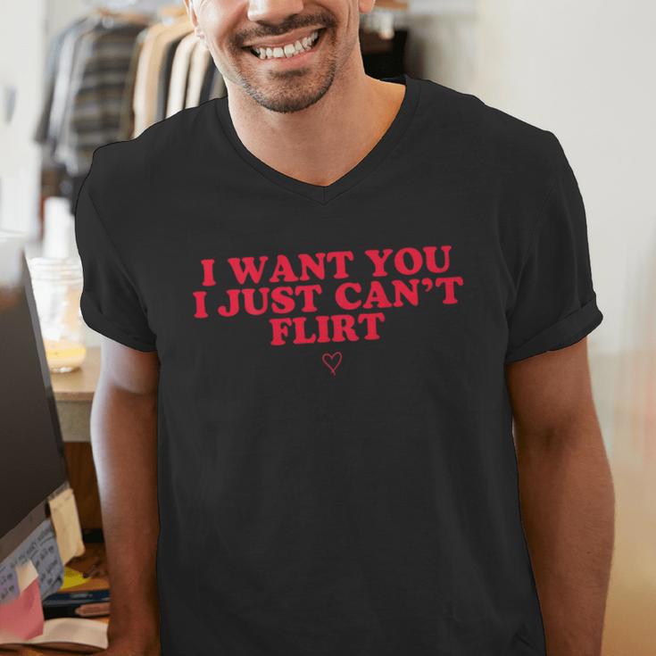 Introvert Valentines Day I Want You I Just Can't Flirt Men's V-Neck T-Shirt Introvert Valentines Day I Want You I Just Can't Flirt Men's V-Neck T-Shirt