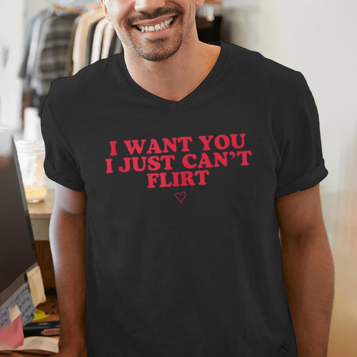 Introvert Valentines Day I Want You I Just Can't Flirt Men's V-Neck T-Shirt Introvert Valentines Day I Want You I Just Can't Flirt Men's V-Neck T-Shirt