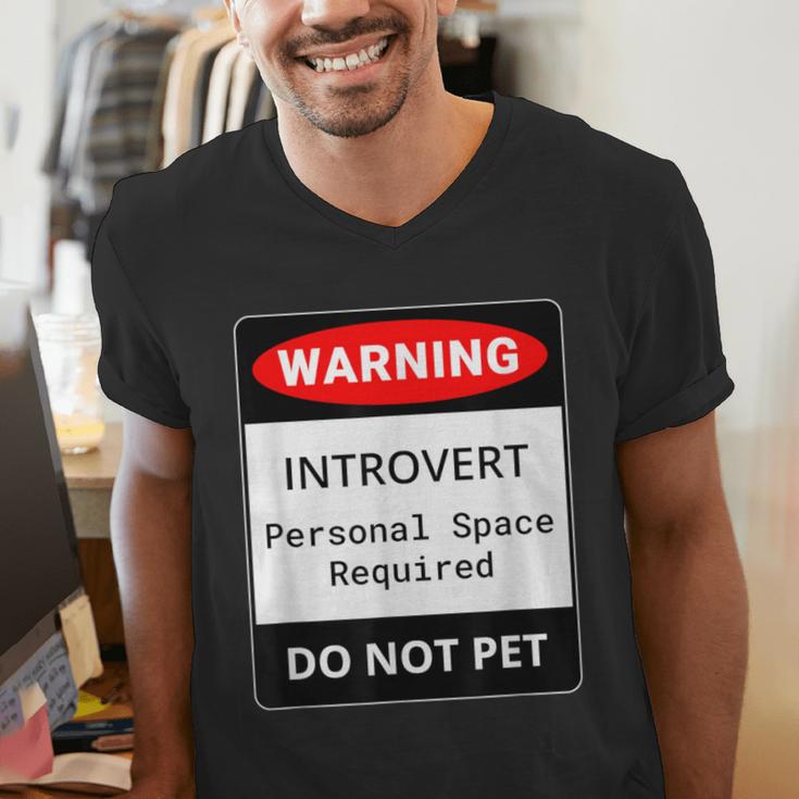 Introvert Warning Danger Do Not Pet Disturb Anti-Social Men's V-Neck T-Shirt Introvert Warning Danger Do Not Pet Disturb Anti-Social Men's V-Neck T-Shirt