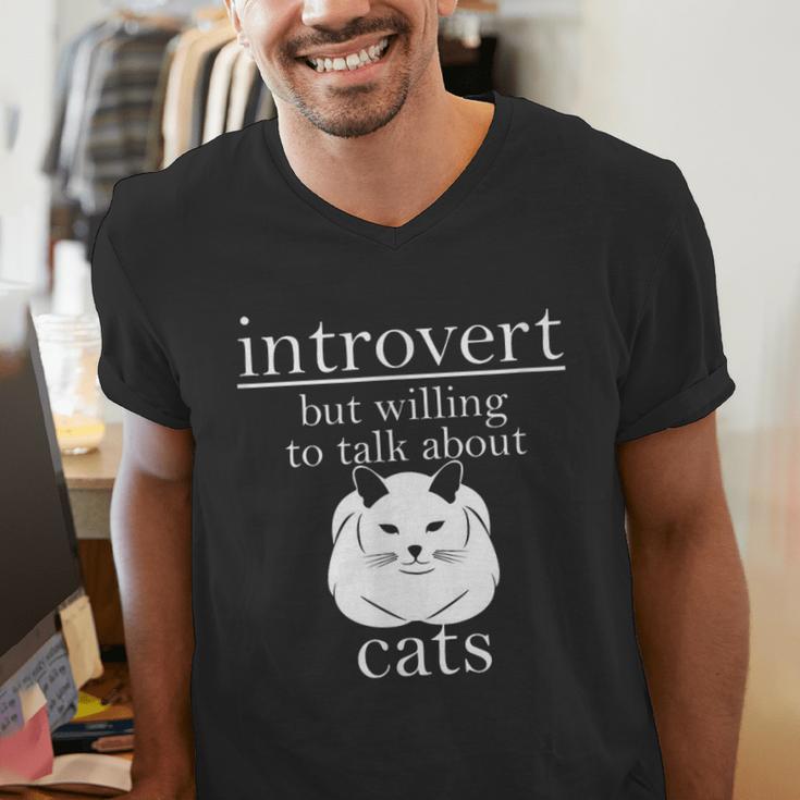 Introvert But Willing To Talk About Cats Men's V-Neck T-Shirt Introvert But Willing To Talk About Cats Men's V-Neck T-Shirt