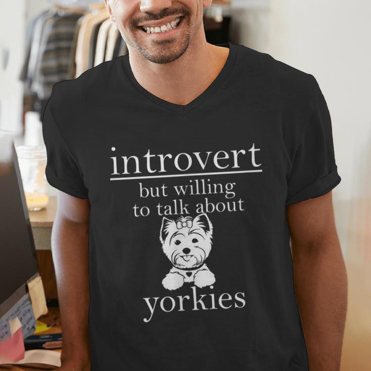 Introvert But Willing To Talk About Yorkies Men's V-Neck T-Shirt Introvert But Willing To Talk About Yorkies Men's V-Neck T-Shirt