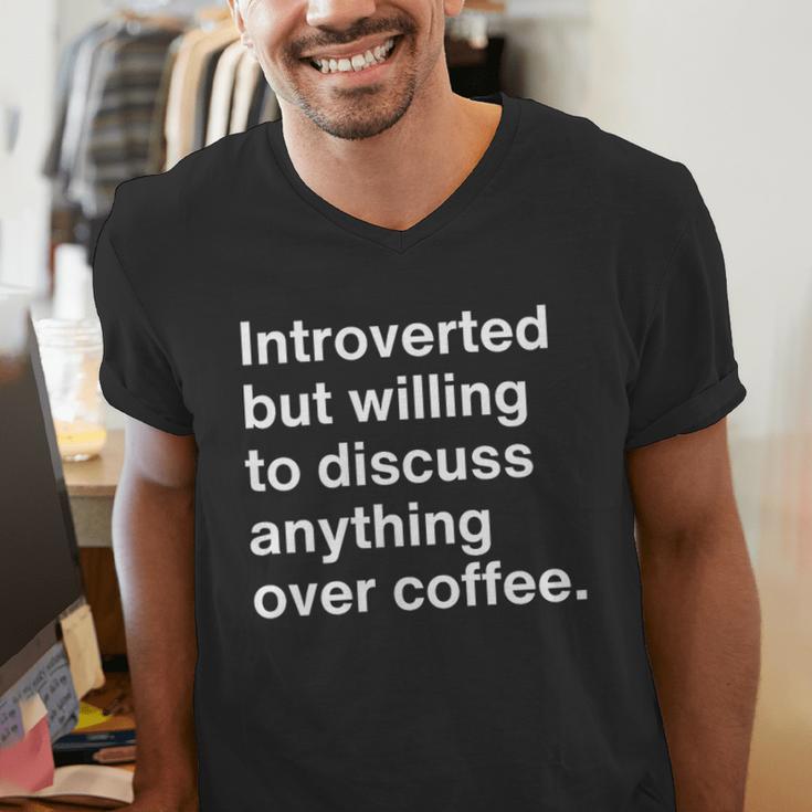 Introverted Coffee Lover Introvert Sarcasm Men's V-Neck T-Shirt Introverted Coffee Lover Introvert Sarcasm Men's V-Neck T-Shirt