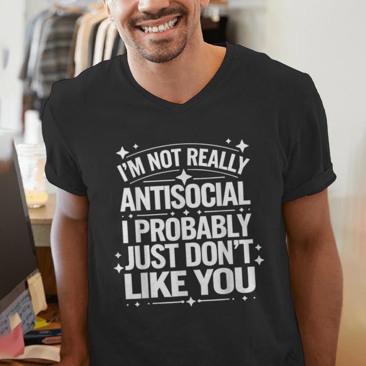 Introverted I'm Not Really Antisocial I Probably Men's V-Neck T-Shirt Introverted I'm Not Really Antisocial I Probably Men's V-Neck T-Shirt