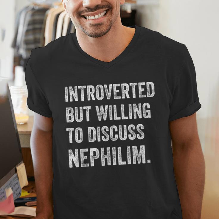 Introverted But Ready To Discuss Nephilim Humor Men's V-Neck T-Shirt