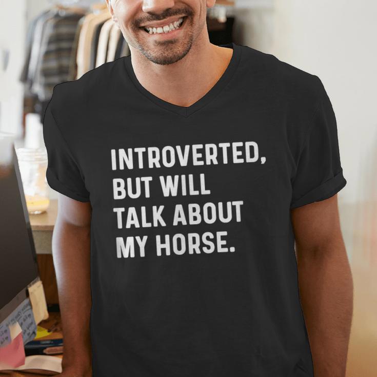 Introverted But Will Talk About My Horse Farm Rodeo Cowgirl Men's V-Neck T-Shirt Introverted But Will Talk About My Horse Farm Rodeo Cowgirl Men's V-Neck T-Shirt