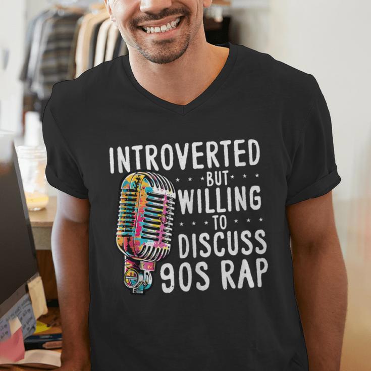 Introverted But Willing To Discuss 90s Rap Socially Awkward Men's V-Neck T-Shirt