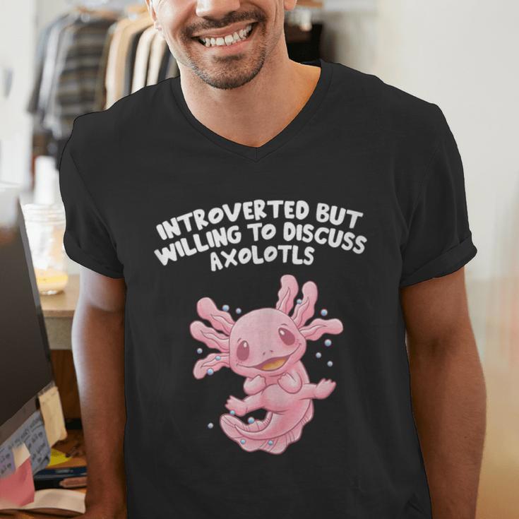 Introverted But Willing To Discuss Axolotl Salamander Men's V-Neck T-Shirt