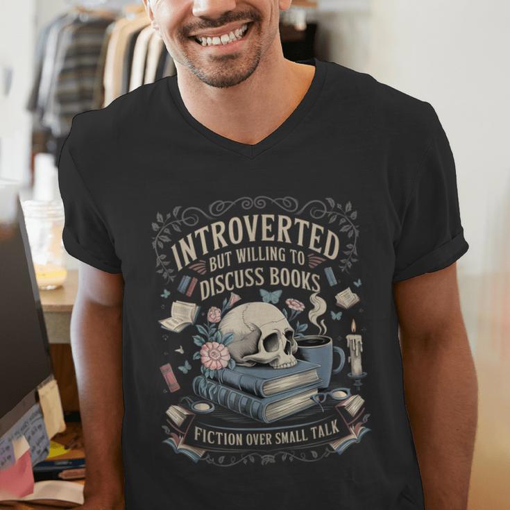 Introverted But Willing To Discuss Books Club Cozy Aesthetic Men's V-Neck T-Shirt