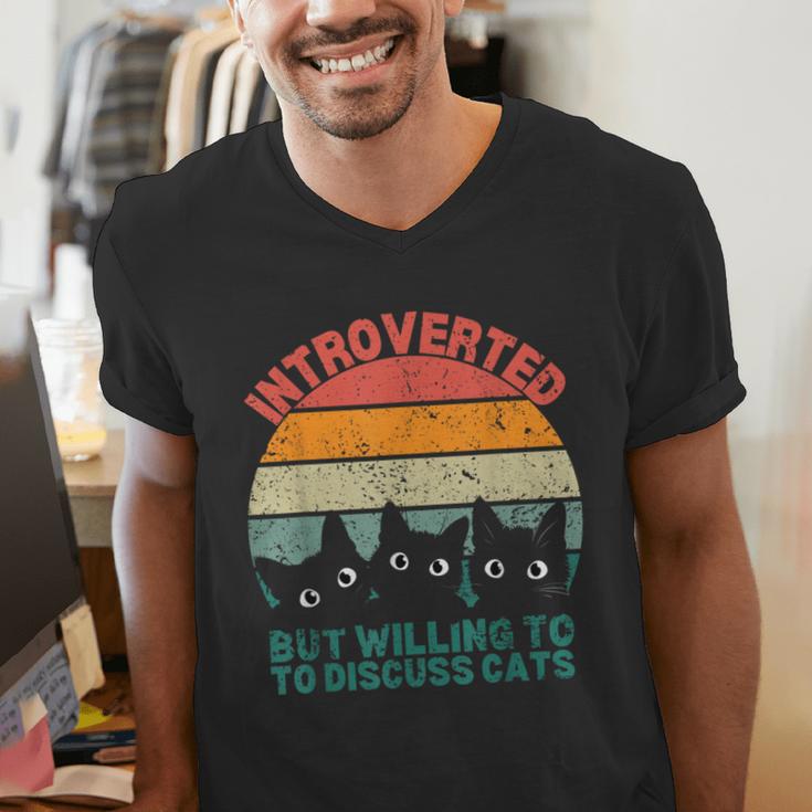 Introverted But Willing To Discuss Cats Men's V-Neck T-Shirt Introverted But Willing To Discuss Cats Men's V-Neck T-Shirt