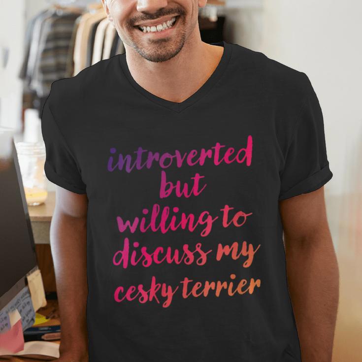 Introverted Willing To Discuss Cesky Terrier Introvert Men's V-Neck T-Shirt Introverted Willing To Discuss Cesky Terrier Introvert Men's V-Neck T-Shirt