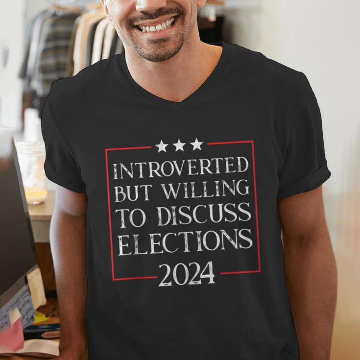 Introverted But Willing To Discuss Elections 2024 Men Women Men's V-Neck T-Shirt