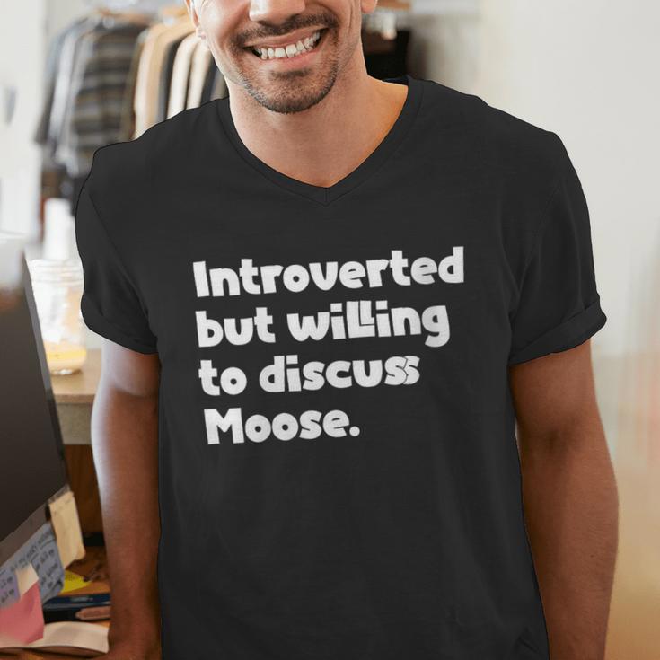 Introverted But Willing To Discuss Moose Introvert Men's V-Neck T-Shirt