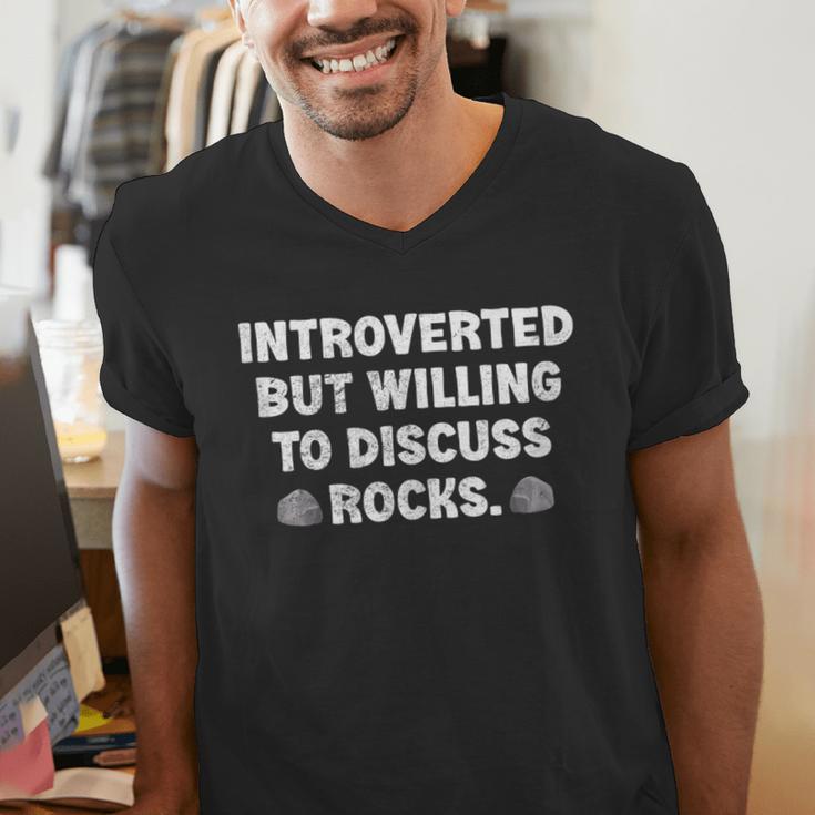 Introverted But Willing To Discuss Rocks Rock Collecting Men's V-Neck T-Shirt