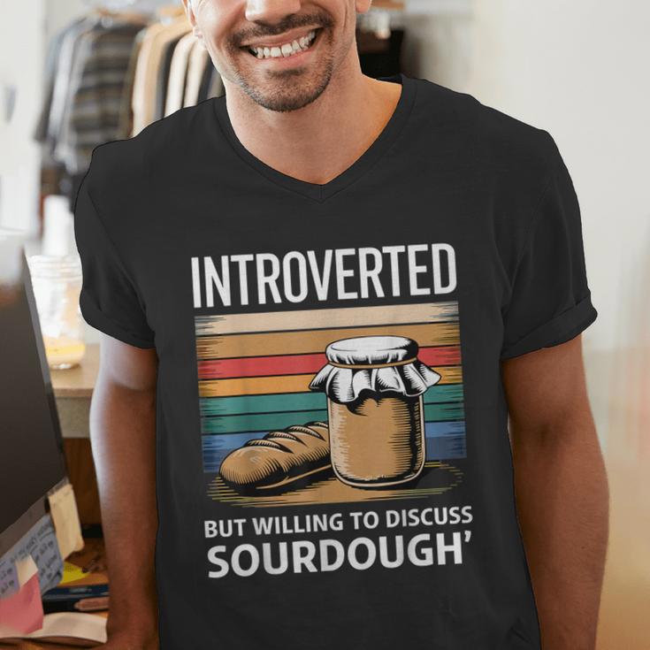 Introverted But Willing To Discuss Sourdough Vintage Baking Men's V-Neck T-Shirt Introverted But Willing To Discuss Sourdough Vintage Baking Men's V-Neck T-Shirt
