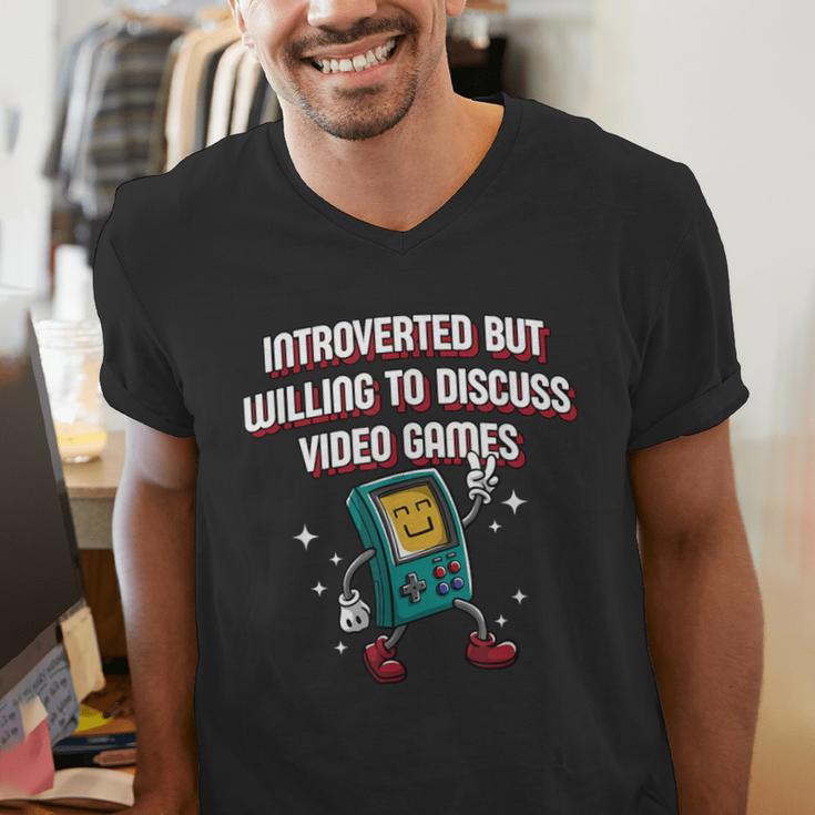 Introverted But Willing To Discuss Video Games Introvert Men's V-Neck T-Shirt