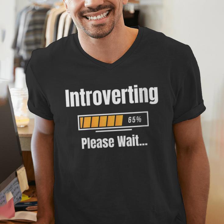 Introverting Please Wait Humor Sarcastic Geek Gamer Jokes Men's V-Neck T-Shirt