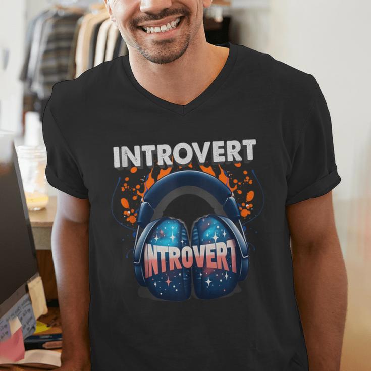Introvert's Best Friend Noise-Canceling Headphones Men's V-Neck T-Shirt