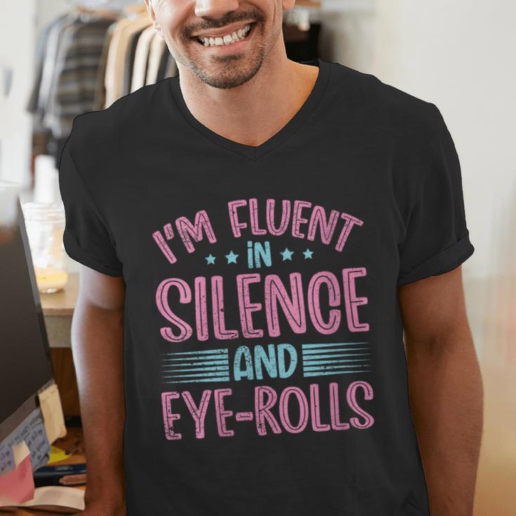 Introverts I'm Fluent In Silence And Eye-Rolls Men's V-Neck T-Shirt Introverts I'm Fluent In Silence And Eye-Rolls Men's V-Neck T-Shirt