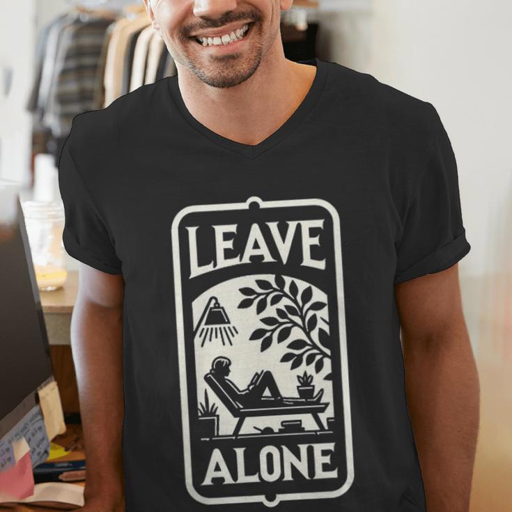 Introvert's Peaceful Solitude Graphic Leave Alone Quiet Men's V-Neck T-Shirt Introvert's Peaceful Solitude Graphic Leave Alone Quiet Men's V-Neck T-Shirt