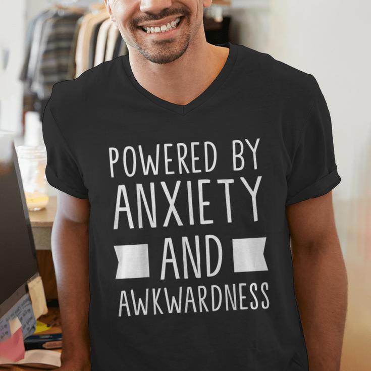 Introverts Social Anxiety Powered By Anxiety And Awkwardness Men's V-Neck T-Shirt