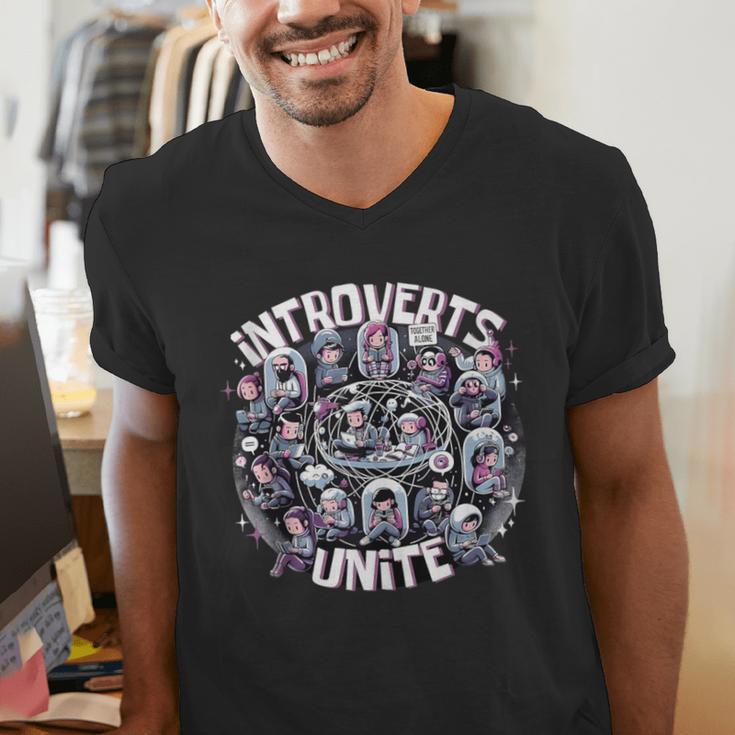 Introverts Unite Quirky Solitude Men's V-Neck T-Shirt Introverts Unite Quirky Solitude Men's V-Neck T-Shirt