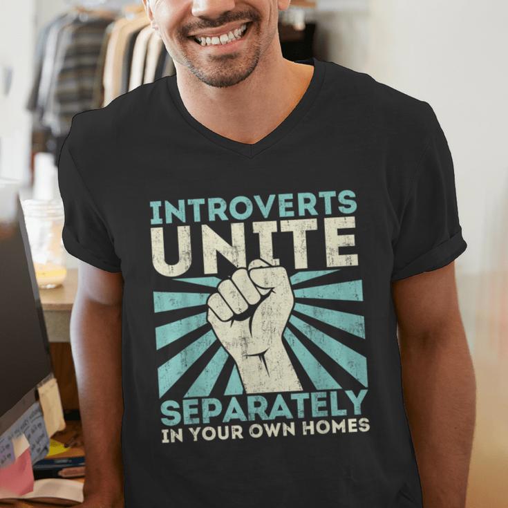 Introverts Unite Separately Introverted Antisocial Men's V-Neck T-Shirt Introverts Unite Separately Introverted Antisocial Men's V-Neck T-Shirt