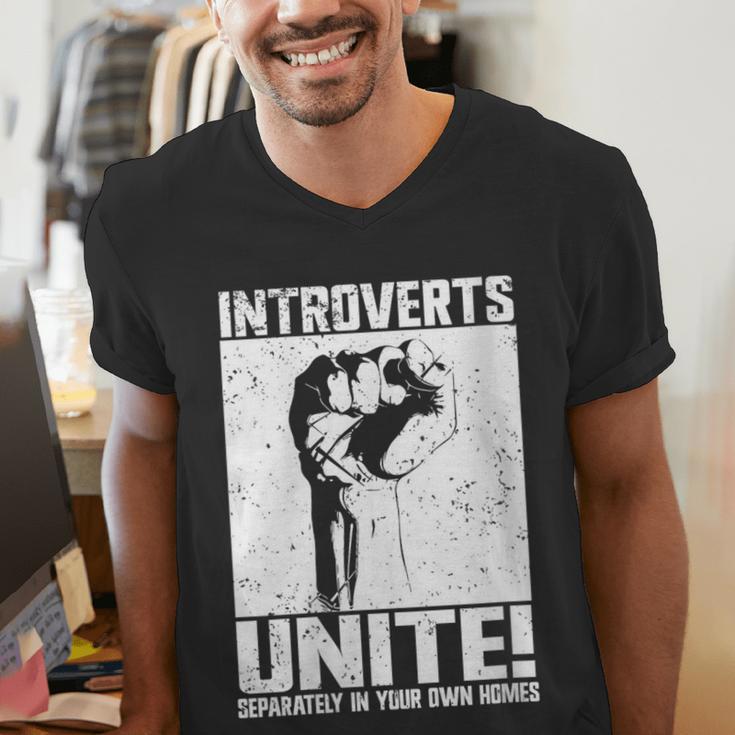Introverts Unite Separately In Your Own Homes Introvert Men's V-Neck T-Shirt