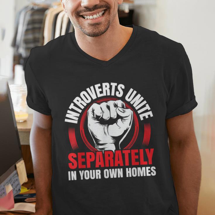 Introverts Unite Separately In Your Own Homes Saying Men's V-Neck T-Shirt Introverts Unite Separately In Your Own Homes Saying Men's V-Neck T-Shirt