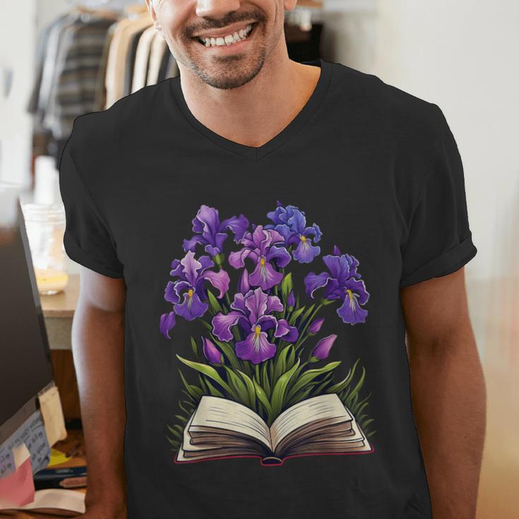 Irises Flowers Book Iris Floral Men's V-Neck T-Shirt