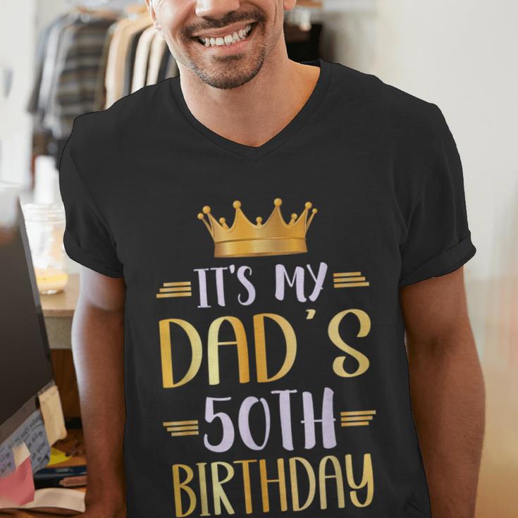 It's My Dad's 50th Birthday Happy 50 Years Old Men's V-Neck T-Shirt