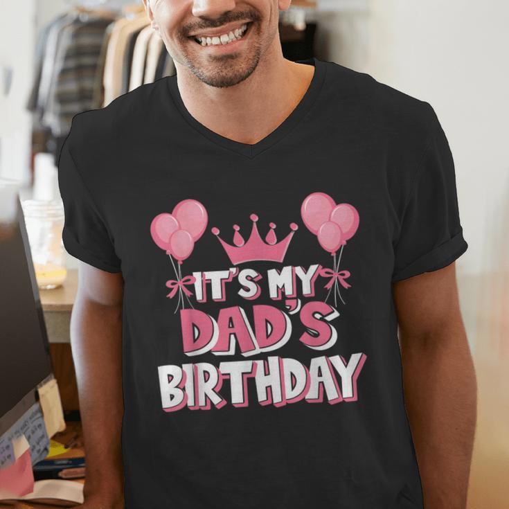 It's My Dad's Birthday Celebration Small Men's V-Neck T-Shirt